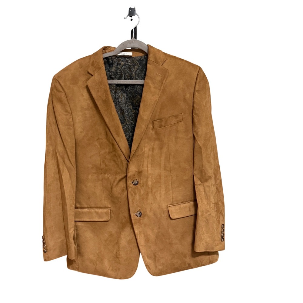 Lauren Ralph Lauren Sport Coat Faux Suede Blazer 44R Tan Excellent Preppy - Picture 2 of 6